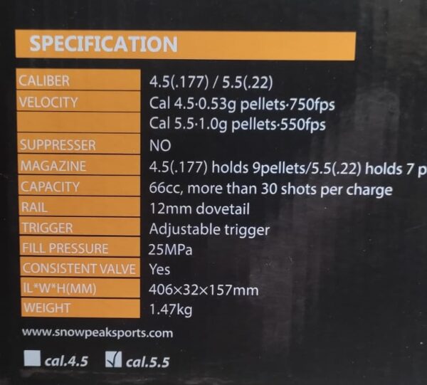 Pistola PCP Snow Peack PP750 CAL 5.5 MM - Imagen 3